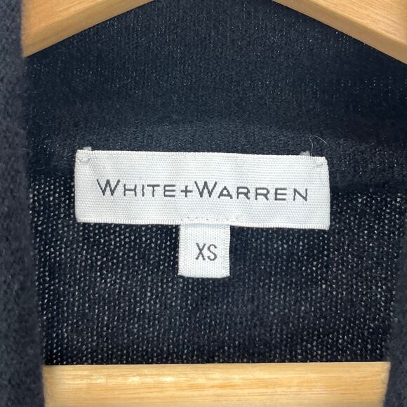 WHITE + WARREN 100% Cashmere Sequin Stripe Sweater Mock Neck Black Size XS - Picture 3 of 10